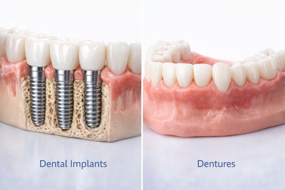dental implants vs dentures comparison chart